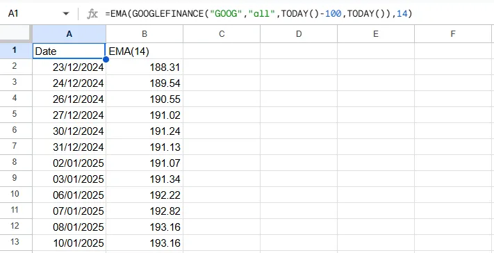 EMA Return Array ema return array